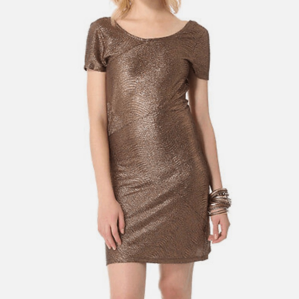 NWT Free People Metallic Chocolate Moonage Mini Dress Size L